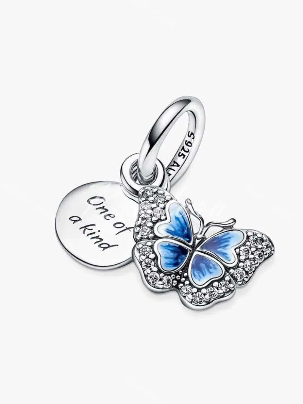 Blue Butterfly & Quote Double Dangle Charm